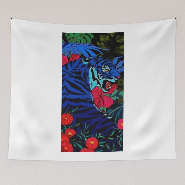 Item preview, Pop Art Blue Tiger Roaring in Tropical Jungle designed and sold by veyraatelier.