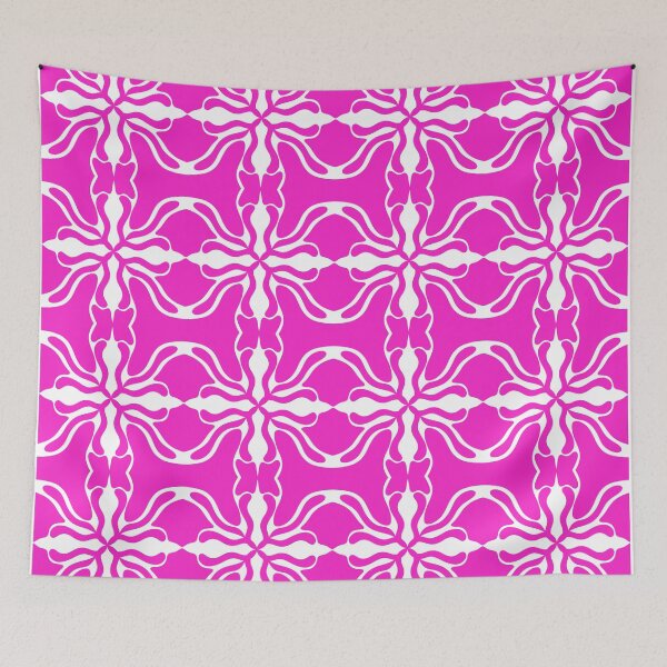 Item preview, Elegant Vibrant Pink and White Mediterranean Damask Seamless Pattern designed and sold by VOYID ART STUDIO.