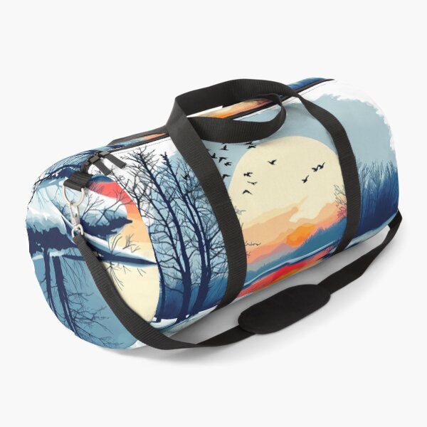 Item preview, Winter Sunset Landscape Red Boat Snow Lake Reflection Circular Fine Art Graphic designed and sold by DesignArtist.ia.