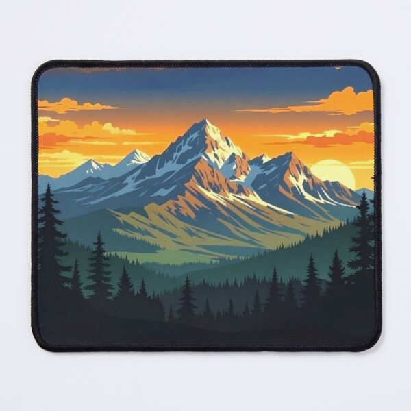 Item preview, Mountain Sunset Landscape - Epic Alpine Peak at Golden Hour designed and sold by Nexus Space.