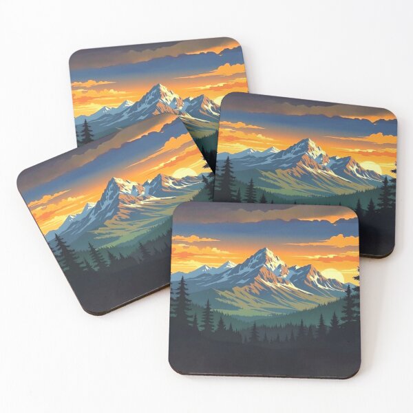 Item preview, Mountain Sunset Landscape - Epic Alpine Peak at Golden Hour designed and sold by Nexus Space.