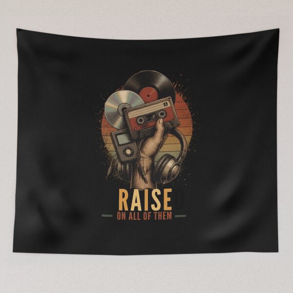 Item preview, Raised On All of Them Retro Music Hand Vintage Design designed and sold by La-Nuna.