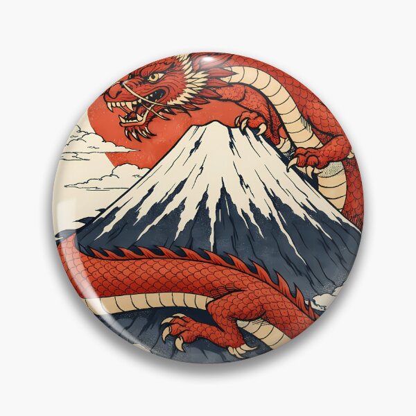 Item preview, Vintage Japanese Dragon - Ukiyo-e Mount Fuji Art Poster designed and sold by AuraArtistica.