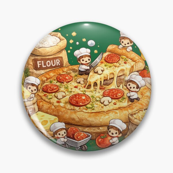 Item preview, Tiny Chefs Making Giant Pizza | Funny Food Art Design designed and sold by VasiArtLab.