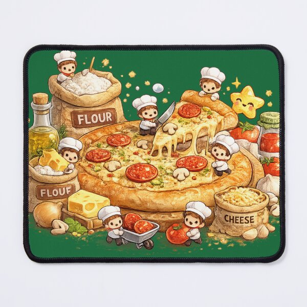 Item preview, Tiny Chefs Making Giant Pizza | Funny Food Art Design designed and sold by VasiArtLab.