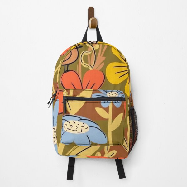 Item preview, Colorful Retro Floral Pattern with Birds – Bold Wildflower Meadow designed and sold by Nexus Space.