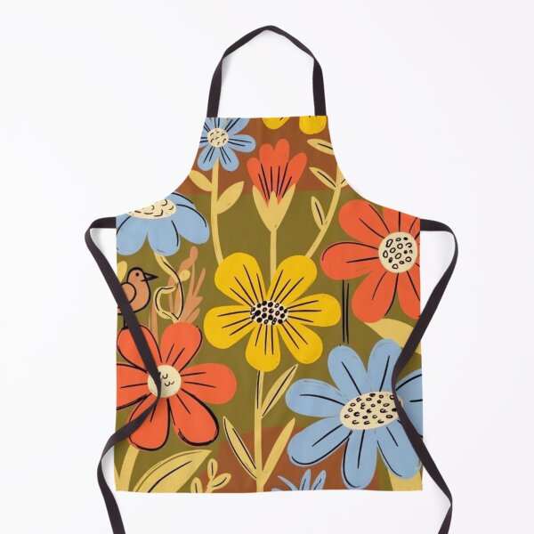 Item preview, Colorful Retro Floral Pattern with Birds – Bold Wildflower Meadow designed and sold by Nexus Space.