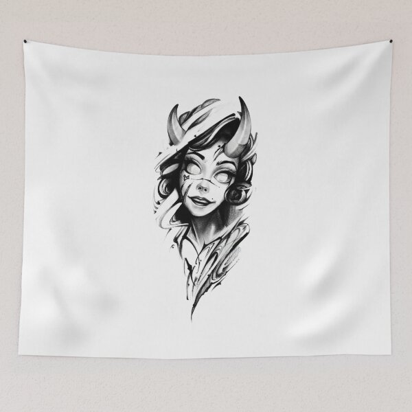 Item preview, Dark Fantasy Demon Girl Tattoo Art designed and sold by RoyalDeluxGo.