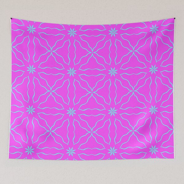 Item preview, Starburst Pink and Cyan Kaleidoscope Geometric Seamless Pattern designed and sold by VOYID ART STUDIO.
