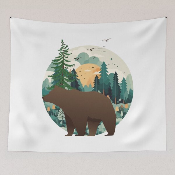 Item preview, Forest Guardian Bear Sunset Wilderness designed and sold by yuki-hana.