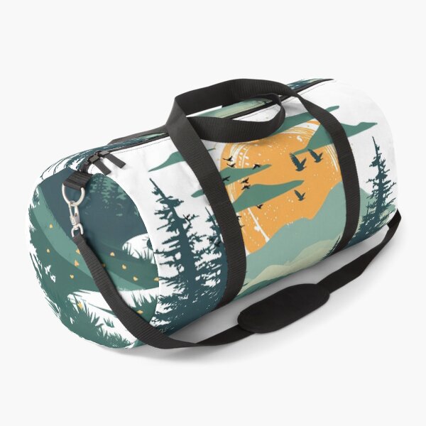 Item preview, Vintage Mountain Landscape Wilderness Sunset Forest River Circular Screenprint Graphic designed and sold by DesignArtist.ia.