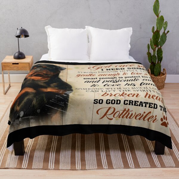 Item preview, God Once Said I Need Someone Strong Enough So God Created The Rottweiler Dog Lover Poster designed and sold by scrambledpeg.