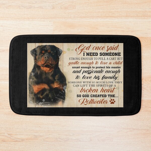 Item preview, God Once Said I Need Someone Strong Enough So God Created The Rottweiler Dog Lover Poster designed and sold by scrambledpeg.