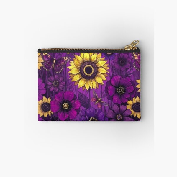 Item preview, Purple & Yellow Sunflower Garden – Mystical Floral Pattern with Bees & Butterflies designed and sold by Nexus Space.