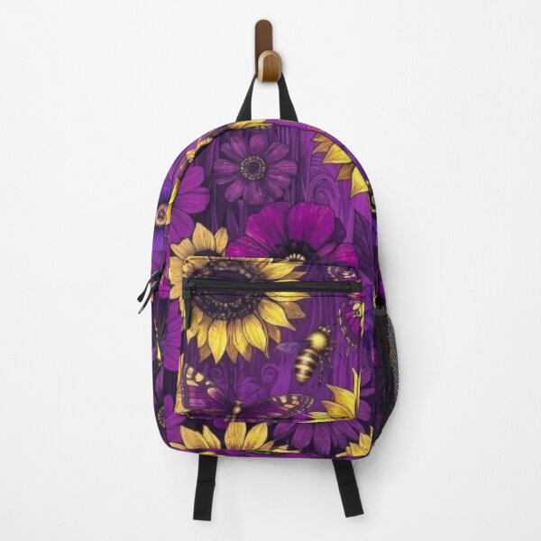 Item preview, Purple & Yellow Sunflower Garden – Mystical Floral Pattern with Bees & Butterflies designed and sold by Nexus Space.
