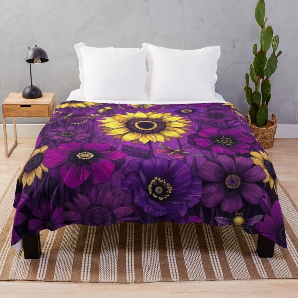 Item preview, Purple & Yellow Sunflower Garden – Mystical Floral Pattern with Bees & Butterflies designed and sold by Nexus Space.