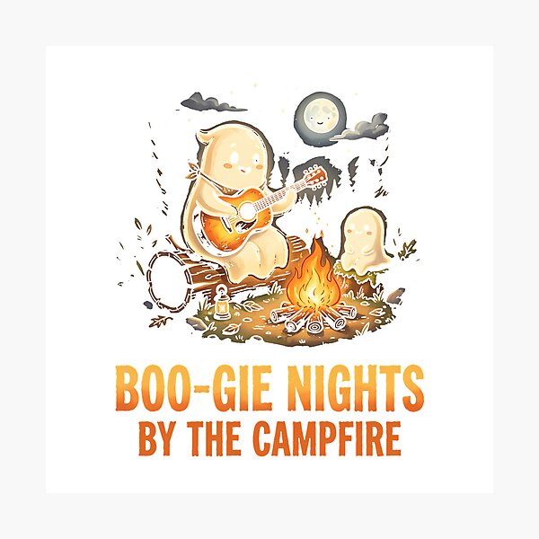 Item preview, Boo-gie Nights by the Campfire – Funny Ghost Guitar Halloween Camping Classic T-Shirt designed and sold by Voila-creative.