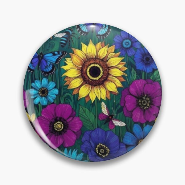 Item preview, Vibrant Sunflower & Wildflower Meadow – Blue Butterflies & Bees Pattern designed and sold by Nexus Space.