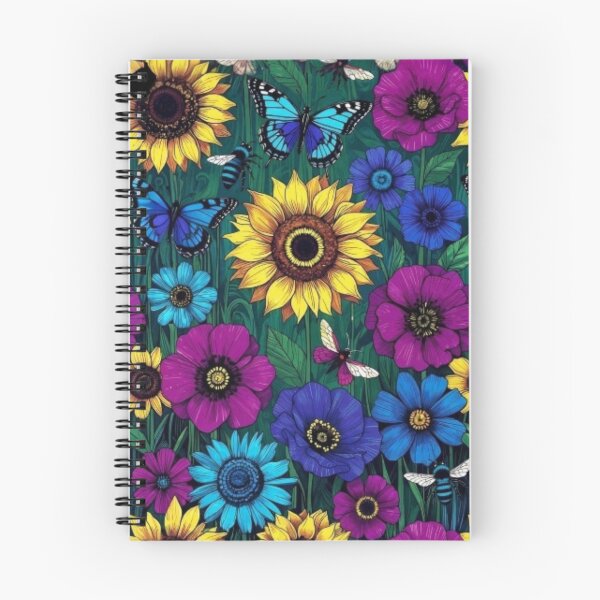 Item preview, Vibrant Sunflower & Wildflower Meadow – Blue Butterflies & Bees Pattern designed and sold by Nexus Space.