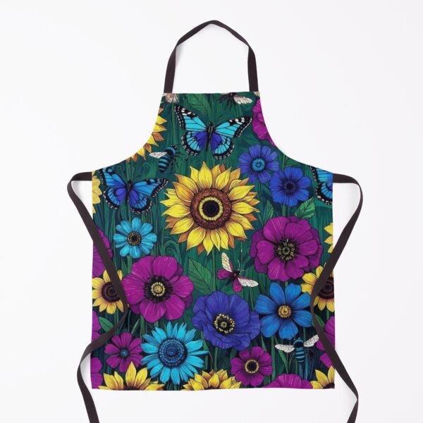 Item preview, Vibrant Sunflower & Wildflower Meadow – Blue Butterflies & Bees Pattern designed and sold by Nexus Space.