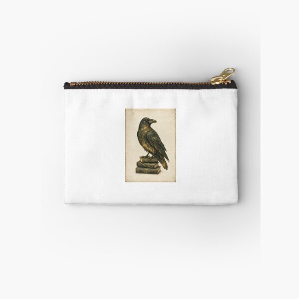 Item preview, Glowing Raven and Old Books Print — Gothic Vintage Dark Academia Art for a Writer designed and sold by Brackenlume Studio.