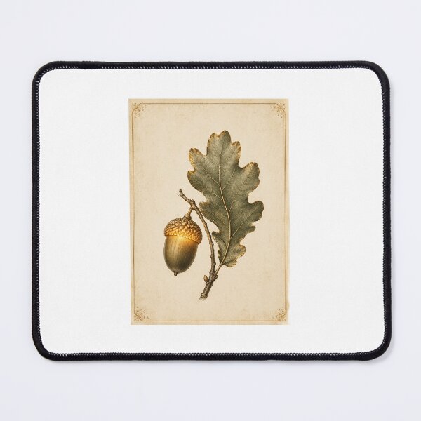 Item preview, Luminous Acorn and Oak Leaf Botanical Print — Glowing Vintage Autumn Birthday Gift Art designed and sold by Brackenlume Studio.