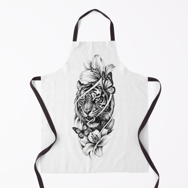 Item preview, Tiger and Flowers Tattoo Style Art designed and sold by RoyalDeluxGo.