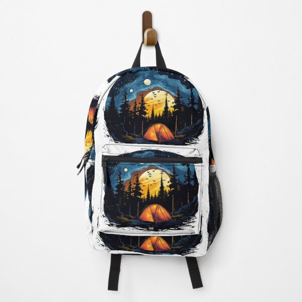 Item preview, Camping Night Landscape Glowing Tent Wilderness Stars Forest Circular Fine Art Graphic designed and sold by DesignArtist.ia.