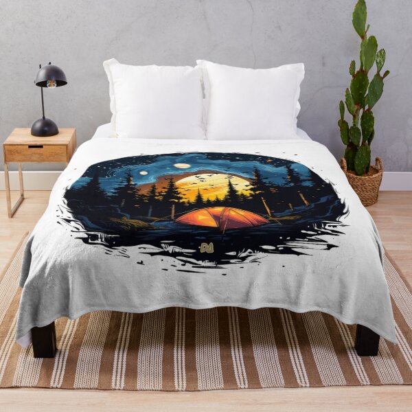 Item preview, Camping Night Landscape Glowing Tent Wilderness Stars Forest Circular Fine Art Graphic designed and sold by DesignArtist.ia.