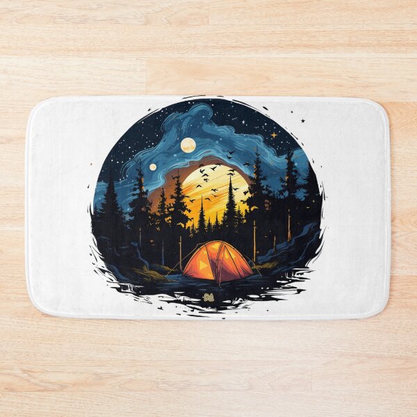 Item preview, Camping Night Landscape Glowing Tent Wilderness Stars Forest Circular Fine Art Graphic designed and sold by DesignArtist.ia.