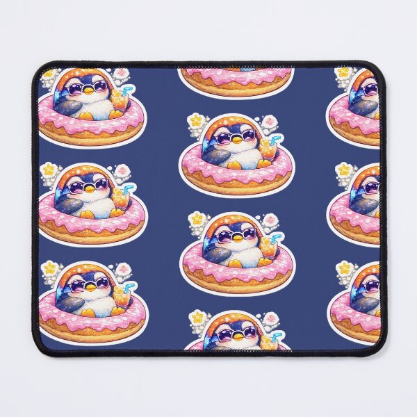 Item preview, Cute Penguin in Pink Donut Float Sticker | Kawaii Summer Penguin | Cool Penguin with Sunglasses | Funny Beach Animal Sticker designed and sold by StyloStudio.