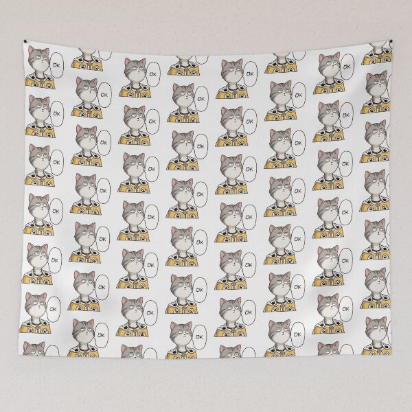 Item preview, Saitama OK Cat Meme Sticker designed and sold by MGArtiste.