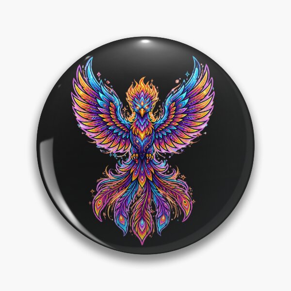 Item preview, Majestic Neon Cybernetic Phoenix - Colorful Glowing Firebird designed and sold by alalame.