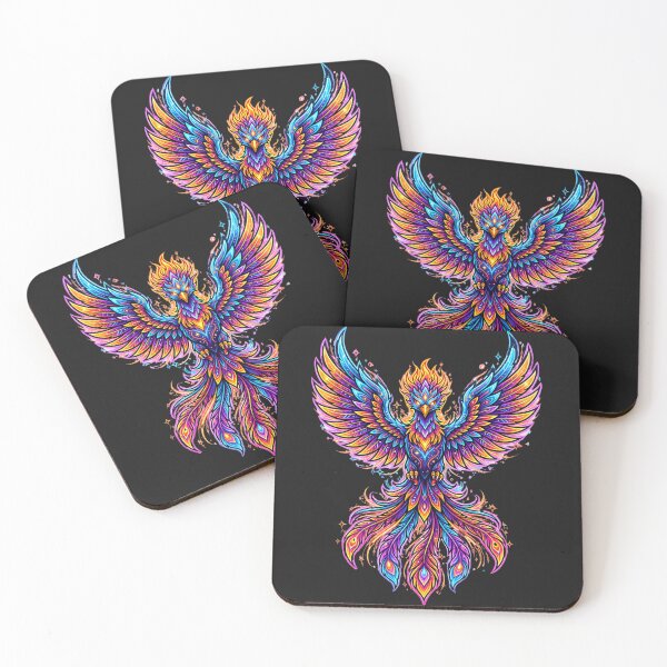 Item preview, Majestic Neon Cybernetic Phoenix - Colorful Glowing Firebird designed and sold by alalame.