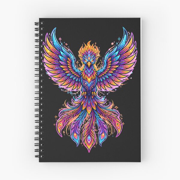 Item preview, Majestic Neon Cybernetic Phoenix - Colorful Glowing Firebird designed and sold by alalame.