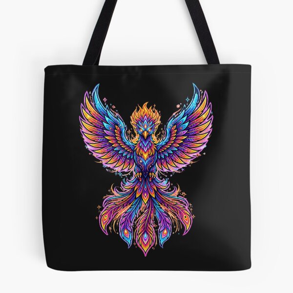 Item preview, Majestic Neon Cybernetic Phoenix - Colorful Glowing Firebird designed and sold by alalame.