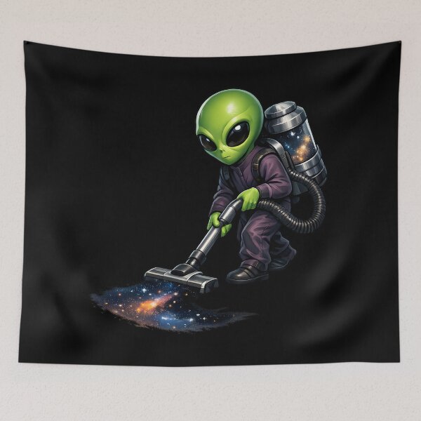 Item preview, Alien Vacuuming Stardust – Funny Cosmic Space Illustration designed and sold by builtforyou.