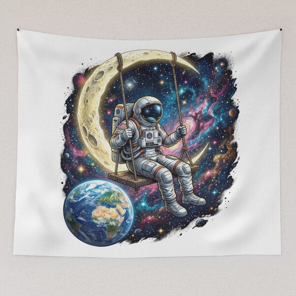 Item preview, Astronaut Swinging on Moon in Space Illustration designed and sold by Rahat3344.