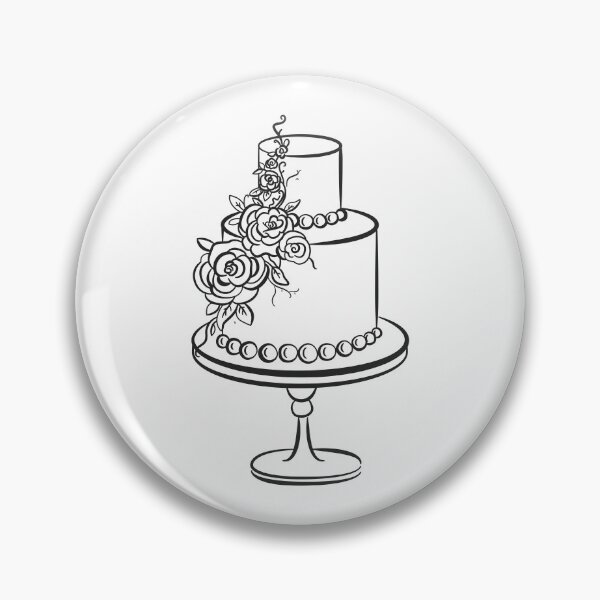 Item preview, Elegant Floral Wedding Cake Line Art, Two Tier Celebration Cake designed and sold by CHERRY--SHOP.