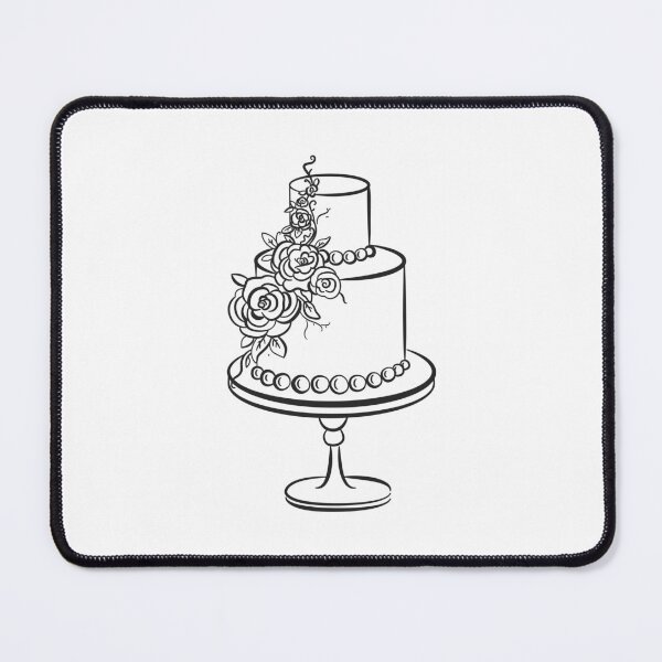 Item preview, Elegant Floral Wedding Cake Line Art, Two Tier Celebration Cake designed and sold by CHERRY--SHOP.