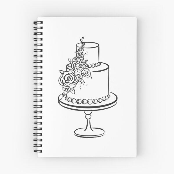 Item preview, Elegant Floral Wedding Cake Line Art, Two Tier Celebration Cake designed and sold by CHERRY--SHOP.