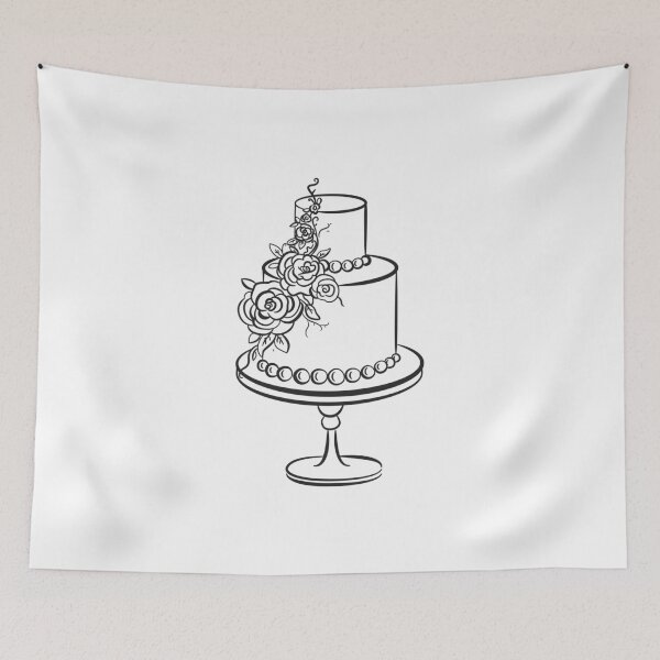 Item preview, Elegant Floral Wedding Cake Line Art, Two Tier Celebration Cake designed and sold by CHERRY--SHOP.