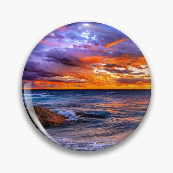 Item preview, Dramatic Ocean Sunset with Rocky Shore – Vibrant Coastal Seascape designed and sold by Wild Bloom Paws.