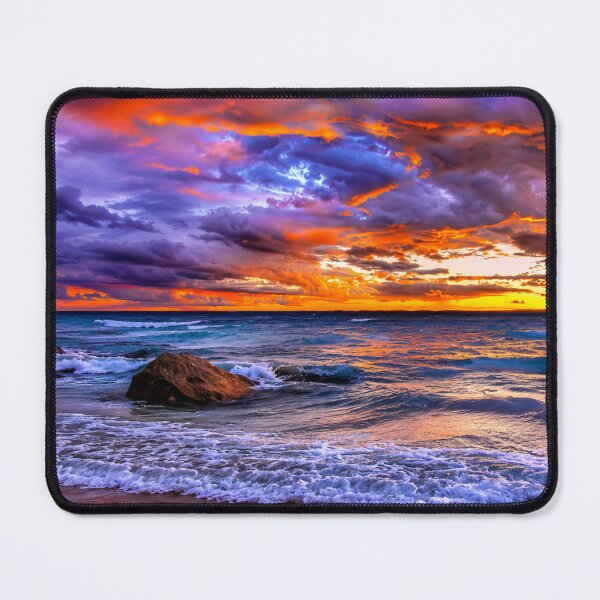 Item preview, Dramatic Ocean Sunset with Rocky Shore – Vibrant Coastal Seascape designed and sold by Wild Bloom Paws.