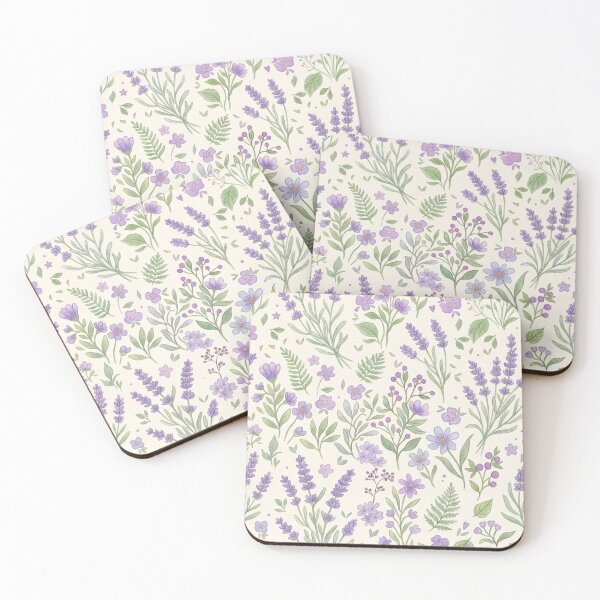 Item preview, Soft Lavender and Purple Wildflower Aesthetic Botanical Pattern designed and sold by DreamyBrushArt.