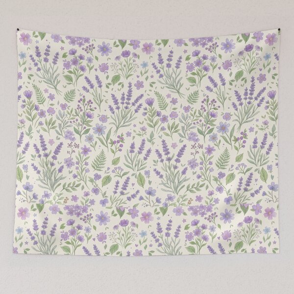Item preview, Soft Lavender and Purple Wildflower Aesthetic Botanical Pattern designed and sold by DreamyBrushArt.