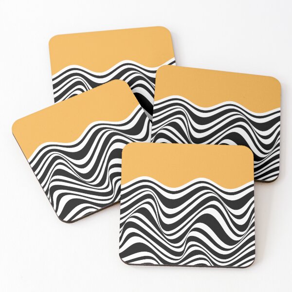 Item preview, Bauhaus Yellow and Black Op Art Wavy designed and sold by FaizArtShop.