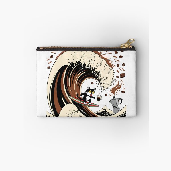 Item preview, Surfing Black Cat on a Big Wave designed and sold by BobaTeeStore.