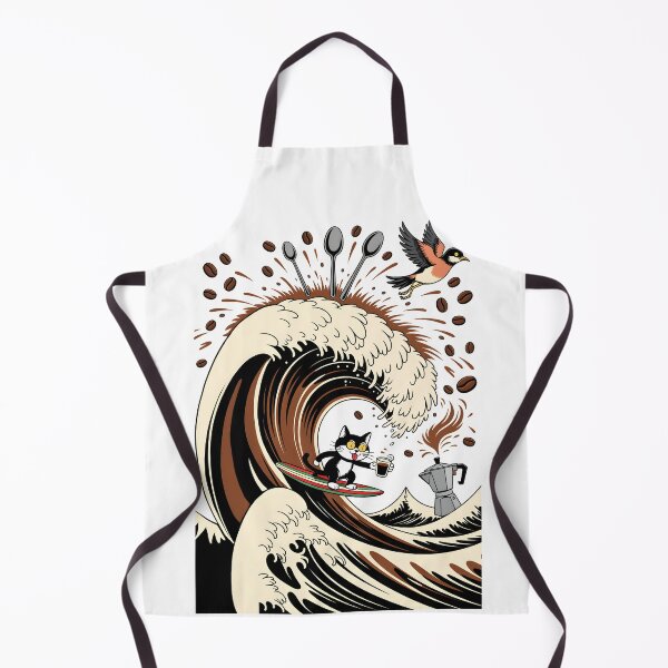 Item preview, Surfing Black Cat on a Big Wave designed and sold by BobaTeeStore.