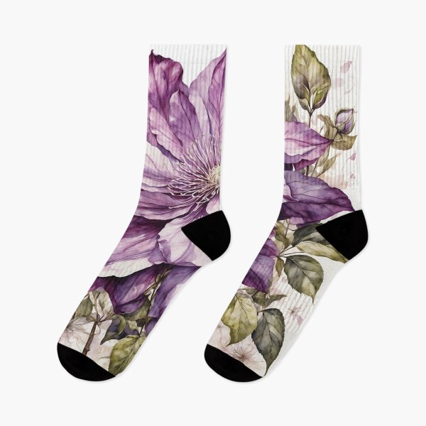Item preview, Clematis Flower Watercolor Painting designed and sold by RawNaturePrints.